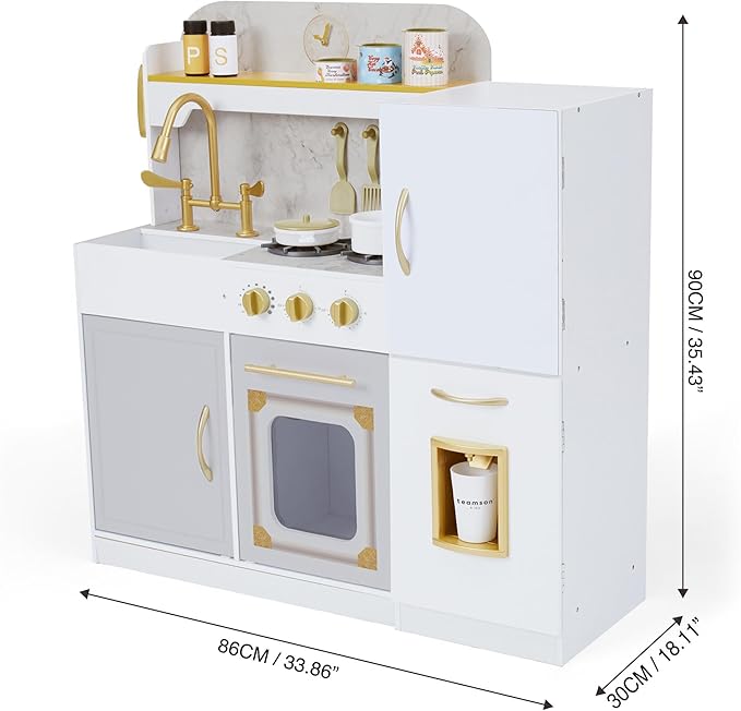 Teamson Kids - Wooden Play Kitchen Set for Kids, Children Toddler Kitchen Playset, Pretend Toy Kitchen Sets for Kids Ages 4-8, Versailles Play Kitchen with Cookware Accessories - White