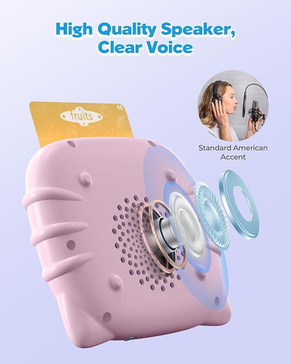 Pink Talking Flash Cards for Toddler 1 2 3 4 Year Olds, Language Learning Toys, Pocket Speech Therapy Toys, Autism Toys, Montessori Toys with 224 Words, Children's Sensory Learning Toys