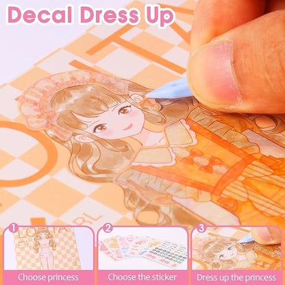 Princess Dress Up Game Set, 7 in 1 Activity Book for Kids, Foil Art & Diamond Painting, Art Craft Kit Gift for Kids Ages 4 5 6 7 8 9+ Year Old