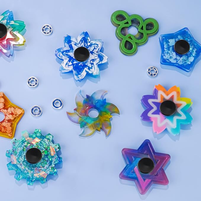 NiArt Fidget Spinner Toy DIY Bearing with Caps Set 24-Pack, MR137 0.5" Single-Sealed Chrome Steel Bearing Balls Replacement High Speed 13mmx7mmx4mm Epoxy Resin Casting Craft Skateboard Stress Reliever