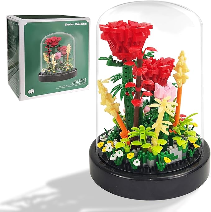 Flower Bouquet Building Sets,549pcs Rose Flower Plants,Forever Decorated flower set with Dust Cover,Building Blocks Sets gifts for Ages 8-12 yrs forOld Girl Christmas,Mother's Day,Valentine's Day
