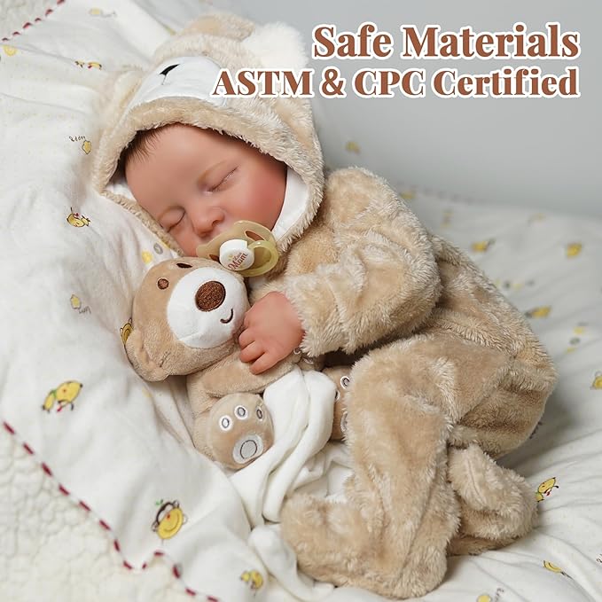 BABESIDE Lifelike Reborn Baby Dolls Boy - 17-Inch Baby Soft Body Realistic-Newborn Baby Doll Silicone Full Body Vinyl Real Life Baby Dolls with Toy Accessories for Kids Age 3+