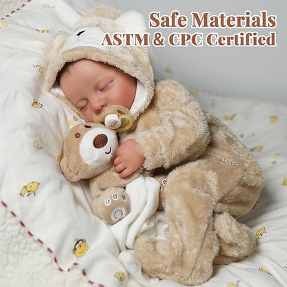 BABESIDE Lifelike Reborn Baby Dolls Boy - 17-Inch Baby Soft Body Realistic-Newborn Baby Doll Silicone Full Body Vinyl Real Life Baby Dolls with Toy Accessories for Kids Age 3+