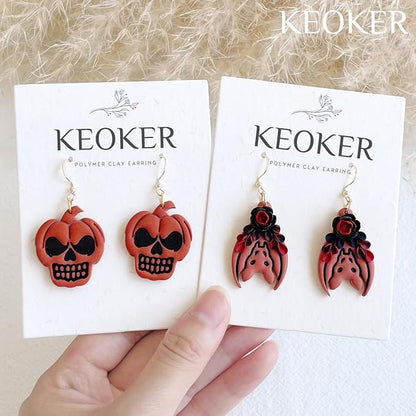 Keoker Halloween Polymer Clay Cutters for Earrings, 10 Shapes Halloween Clay Cutters for Polymer Clay Jewelry