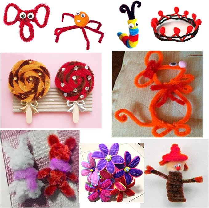 TOAOB 100pcs Pipe Cleaners Crafts Supplies Red Pipe Cleaners Chenille Stems 6mm x 12 Inch Fuzzy Pipe Cleaners for DIY Art Crafts Decorations