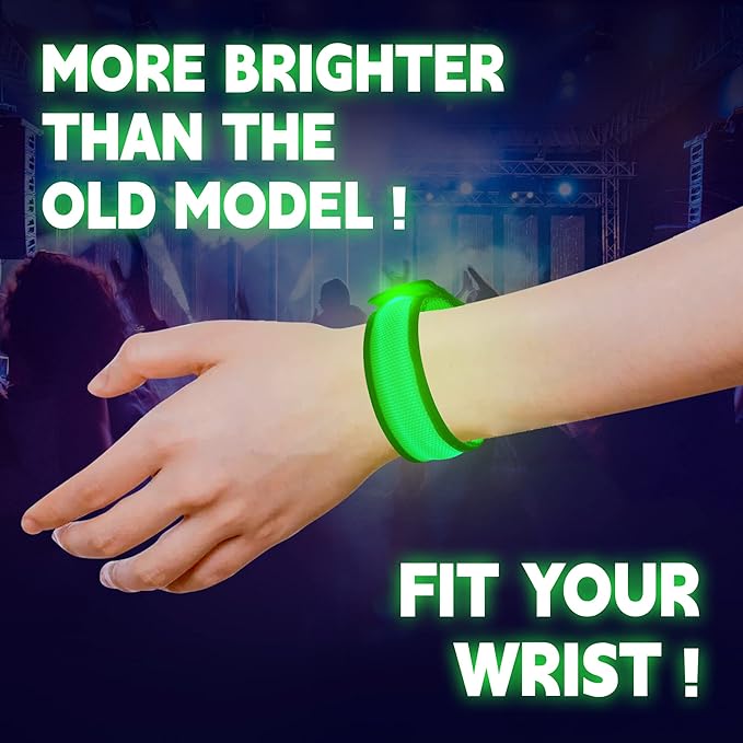 8 PCS LED Glow Bracelets, Light Up Wristbands - Halloween Glow in The Dark Party Bracelets Favors Supplies for Christmas, Concerts, Festivals, Game Prizes, Sports, Rave Accessories（Green）