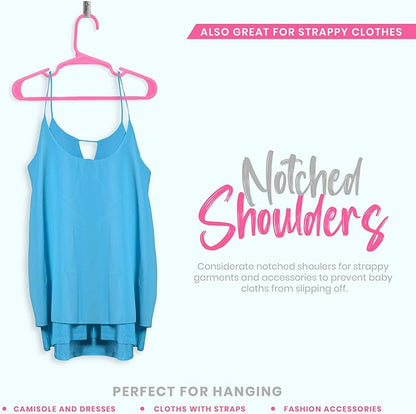 Utopia Home 60 Pack Kids Hangers - 11.5 Inch Plastic Baby Hangers for Closet - Childrens Hanger for Clothes & Infant Hanger for Closet - Ideal for Everyday Standard Use (Pink)