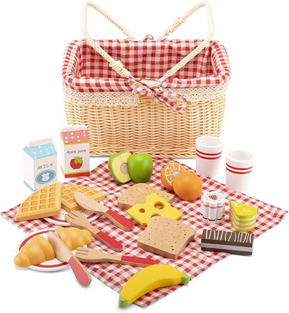 New Classic Toys Picnic Set - Pretend Play Toy for Kids Cooking Simulation Educational Toys and Color Perception Toy for Preschool Age Toddlers Boys Girls