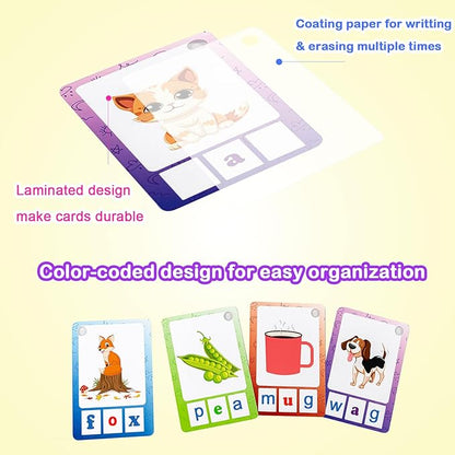 Phonics Sight Words and Spelling Games, Phonics Game Pad for Kids Ages 4-6, CVC Word Writing Activities, Preschool to Kindergarten Educational Toys, Learn to Read for Toddlers 3-6 Years Old