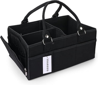 XUANGUO Baby Diaper Caddy Organizer for Girl Boy Large Nursery Storage Bin Basket Portable Holder Tote Bag for Changing Table and Car Baby Shower Gifts Newborn Essentials Must Haves Items black