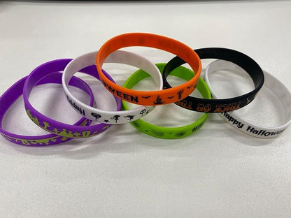 NEBURORA 48 Pcs Halloween Rubber Bracelets Silicone Wristbands Halloween Party Favors Trick or Treat Gifts Goodie Bag Stuffers
