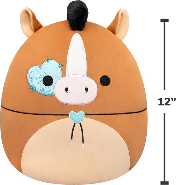 Squishmallows Original 12in Brisby The Brown Horse with Bolo Tie and Heart Eye – Official Jazwares Valentine’s Day Plush (Medium-Sized)