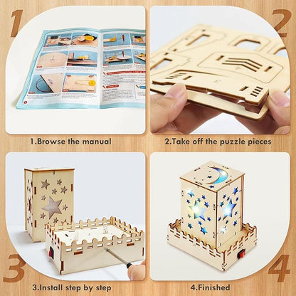 STEM Toys Wooden Building Kit for Kids Ages 8-12,Physics Science Wood Craft Set for Kids,DIY Science Building Projects for 6-8 with Hands-on Learning Activities-Educational Science Craft Model Kit