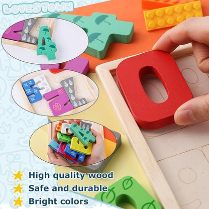 LovesTown 10PCS Stacking Puzzles, Wooden Number Chunky Jigsaw Puzzles Educational Toy for Kids