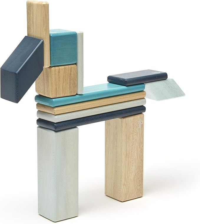 14 Piece Tegu Magnetic Wooden Block Set, Blues