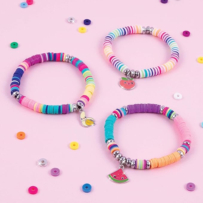 Make It Real - Heishi Beads with Storage Case - Jewelry & Charm Bracelet Making Kit with Storage Case - Friendship Bracelet Set with Beads, Charms & Thread - Arts & Crafts Bead Kit for Girls