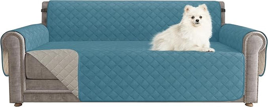 CHUN YI Couch Cover, Water Resistant Slipcover for 3 Cushion Sofa, Washable Sofa Cover with Adjustable Strap Storage Pocket for Living Room Dog Pet (Sofa, Blue)