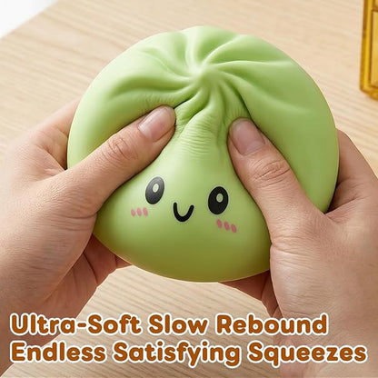 Dumpling Squishies Toy, Giant Glitter Dumpling, Colorful Steamed Bun Stress Balls Fidget Sensory Toy,Squeeze Dough Ball Stress Relief Hand Toys with Food Steamer Stretchy Desk Toys (Purple)