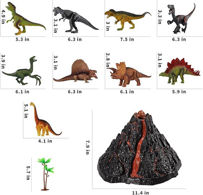 TEMI Large Volcano Set with 9 Toddlers Dinosaur Action Figures for Kids 2 3 4 5 6 7 Years, Simulated Volcanic Eruptions with Sound, Volcano Can Store Dinos, Gifts for Toddlers Boys and Girls