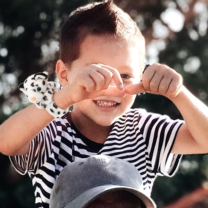 LOGOFUN 2 Pcs Snow Leopard Slap Bracelets Stuffed Animal Hug Slap Bracelet Birthday Party Favor for Kids