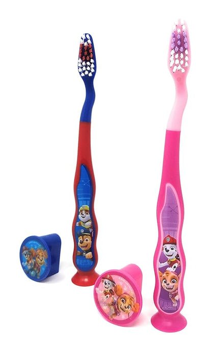 PAW Patrol Toothbrush for Kids 3+ yrs. Soft Suction Cup Pack of 2
