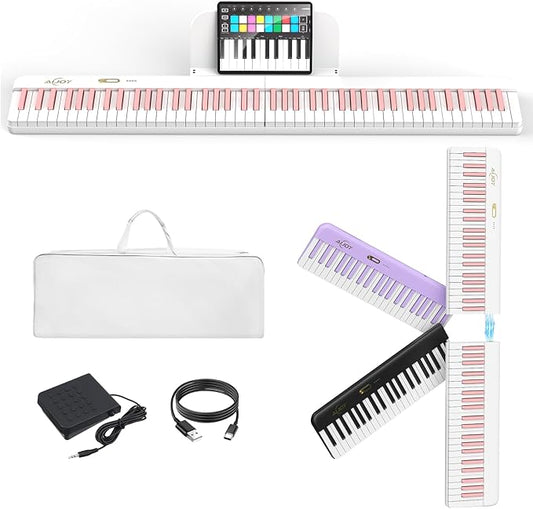 AiJoy 88 Key Split Keyboard Piano with Velocity Sensitive Keys– Magnetic Detachable, Portable & Ultralight, Full-size Travel Piano, USB-MIDI, Carry Case, Birthday Gift for Beginner (ASP-10M)