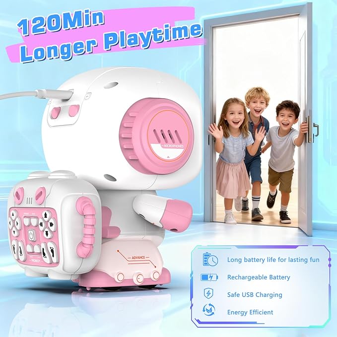 Robot Toy for Kids,Remote Control Robots with Smart Interactive Dancing, Programmable Toy, Rechargeable Robots Toys for Age 3-8 Year Old Girls Christmas Birthday Gift Present Pink