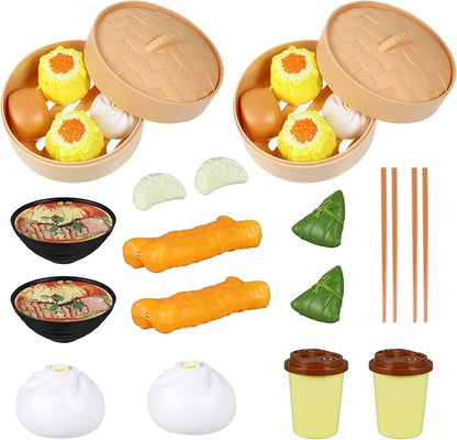 2 Sets Induction Cooker for Steamer Buns Children Pretend Breakfast Toys Chinese Breakfast Play Toy Pretend Toys for Breakfast Steamed Toy Kitchen Cooking Toys