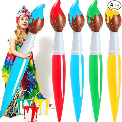 43.3 Inch Giant Inflatable Paint Brushes Large Blow up Colored Paintbrushes Set Art Paint Brushes for Kids Summer Birthday Party Favor Decoration Back to School Classroom, 4 Color