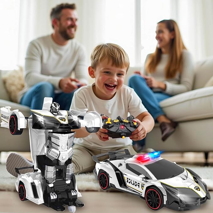 Dolanus Remote Control Car - Transform Police RC Cars, Robot Toys for Ages 5-7, Kids Toys, 4 Year Old Boy Toys, Birthday Gifts for Boys Kids Toddlers, Toys for 3 4 5 6 7 8 10 12 Years Old Boy- Black