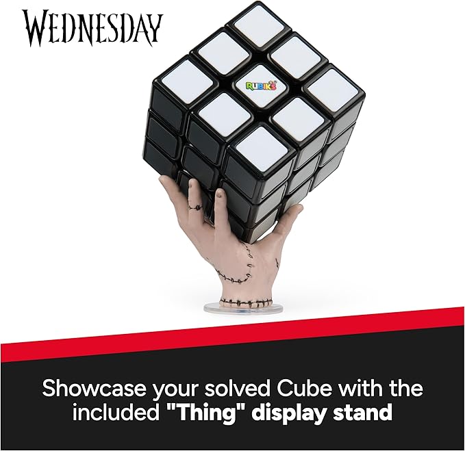 Rubik’s Cube, Wednesday Cube, Greyscale Wednesday Collectible & Desk Décor, Problem-Solving Brain Teaser, Color-Matching Puzzle, Fidget Toy & Sensory Puzzle for Adults, Teens & Kids, for Ages 8 & Up