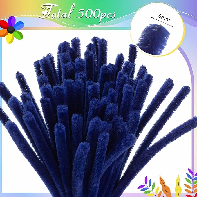 Peryiter 500 Pieces Pipe Cleaners Chenille Stems 12 Inch Craft Supplies Bulk for DIY Art and Craft Projects Creative Gift Wrapping Party Decorations(Rainbow Color,12 Inch)