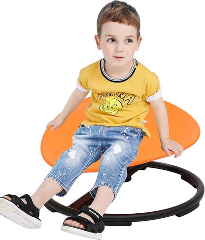 Kids Sensory Swivel Chair - Round Spinning Chair Seat for Balance, Coordination - Sensory Therapy Stool for Kids with Autism & ADHD - Active Indoor Play Chair for Home & Classroom (Orange)