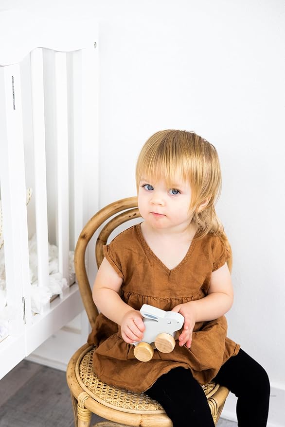 Pearhead Wooden Toy Bunny, Push and Pull Montessori Baby and Toddler Toy, Baby Girl or Baby Boy Nursery Accessory