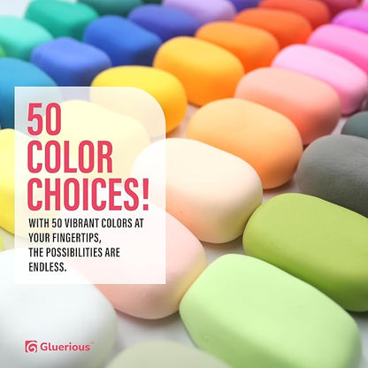 Air Dry Clay for Kids & Adults - Magic Modeling Clay Kit: 50 Vibrant Colors, 100 Googly Eyes, Soft & Safe Material - Creative Fun Arts and Crafts Set