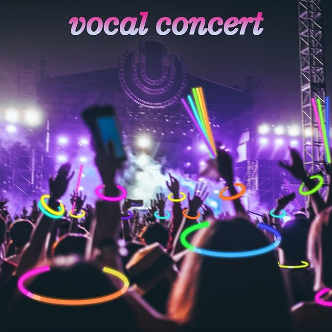 Glow Sticks Party Pack 8"-50,Light up Bracelets & Necklaces Accessories for Kids, Valentines Day Neon Glow in the Dark Party Favor Supplies Decorations for Birthday, Camping, Wedding, Dance Activities