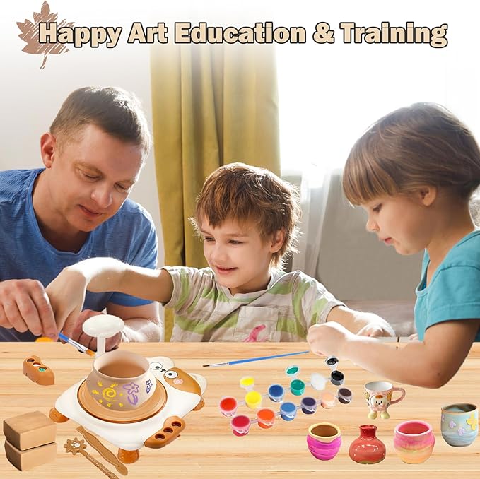 Pottery Wheel for Kids-Clay Sculpting Tools & Painting Kit,DIY Kits Clay Maker for Beginners with 3 Packs Modeling Clays,Birthday Gift for Kids Toys for Girls, Art&Crafts Kits for Kids Ages 8-12
