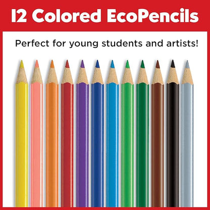 Faber-Castell Back to School Supplies Set - 12 DuoTip Markers, 12 Colored Ecopencils, Child Safe Scissors & Grip Trio Sharpener (Sharpener Color May Vary - Red/Blue)