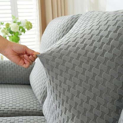 vctops 4 Pieces Jacquard Plush Recliner Slipcovers Stretch Soft Sofa Couch Cover Anti-Slip Solid Color Furniture Protector with Elastic Bottom for Kids Cats Dogs (Dark Grey,1 Seat)