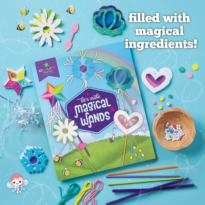 Craft-tastic — Make Your Own Little Magical Wands — Everything Included for 5 Fun DIY Magic Wands Art & Crafts Projects — Ages 4+