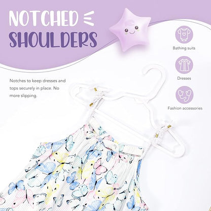 HOUSE DAY Plastic Baby Hangers for Closet 20 Pack, Durable Plastic Kids Hangers for Baby Clothes, Thin & Compact Childrens Hangers, Space Saving White Baby Hangers, Small Hangers for Kids Clothes