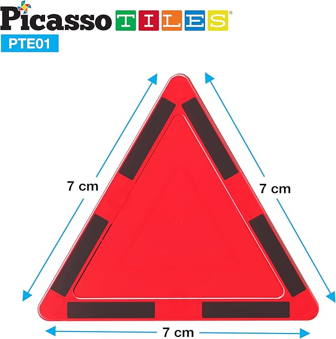 PicassoTiles Magnetic Building Block Set Equilateral Triangle Magnet Tiles Construction Toy STEM Learning Kit Educational Playboards Pretend Play Stacking Blocks Child Brain Development PTE01