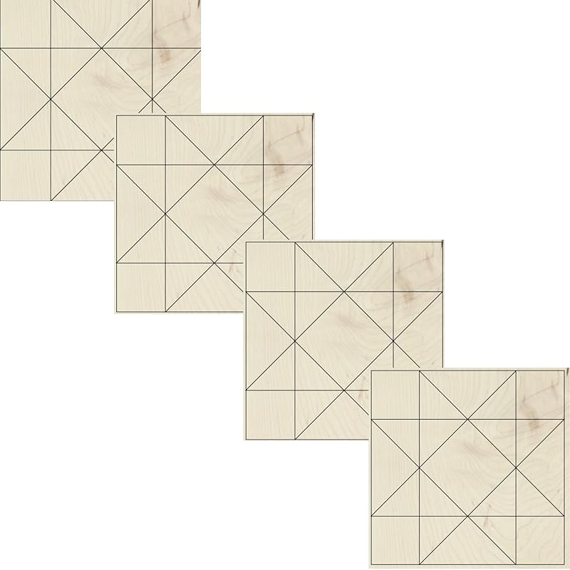 Mini Unfinished Barn Quilt Square Wooden Sign, Country Decor Canvas Quilts Blocks Bulk Set of 4 (3 inches, HST Square)