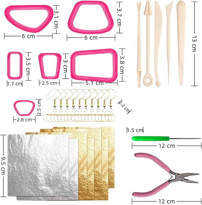 Imaginovelty Gold Polymer Clay Earring Making & Jewelry Kit | Oven Bake Polymer Clay Kit for Adults | DIY Oven Clay Sets for Special Day Gift