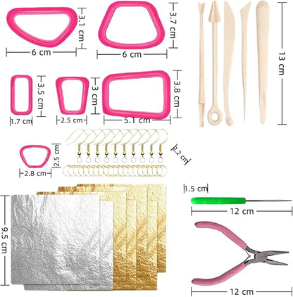 Imaginovelty Gold Polymer Clay Earring Making & Jewelry Kit | Oven Bake Polymer Clay Kit for Adults | DIY Oven Clay Sets for Special Day Gift