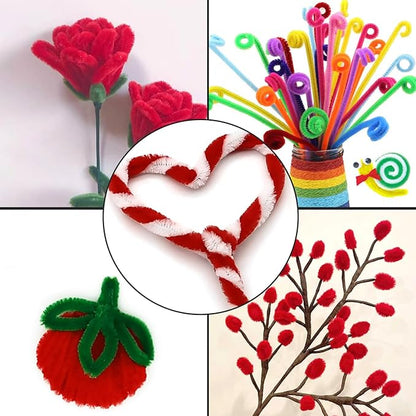 Cldamecy 100 pcs Red Pipe Cleaners with 20 pcs Googly Eyes,Chenille Stems for Craft Project,Craft Pipe Cleaners for DIY Projects,Arts and Holiday Decoration
