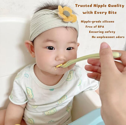 Baby Spoons, First Stage Feeding For Baby, Soft Silicone, Toddler spoon, Baby's First Foods Spoon Set with Travel Case, Gum-Friendly, Baby Gifts, Baby essentials, BPA Free,2-Pack