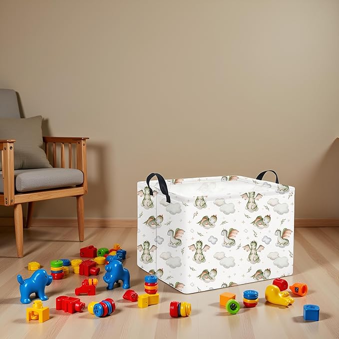 HIYAGON Rectangular Baby Girl Basket Kids Baby Storage Basket Toy Storage Bin Organizer Box Room Decor(Cute Dinosaur)