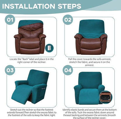 Recliner Chair Cover Lazy Boy Recliner Covers Recliner Covers for Recliner Chair 1 Piece Furniture Protector Prevent wear and pet Hair（Recliner,Peacock Blue）