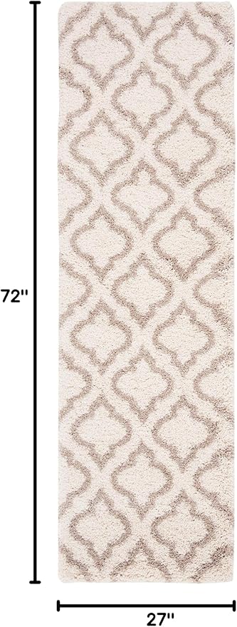 SAFAVIEH Hudson Shag Collection Runner Rug - 2'3" x 6', Ivory & Beige, Moroccan Design, Non-Shedding & Easy Care, 2-inch Thick Ideal for High Traffic Areas in Living Room, Bedroom (SGH284D)